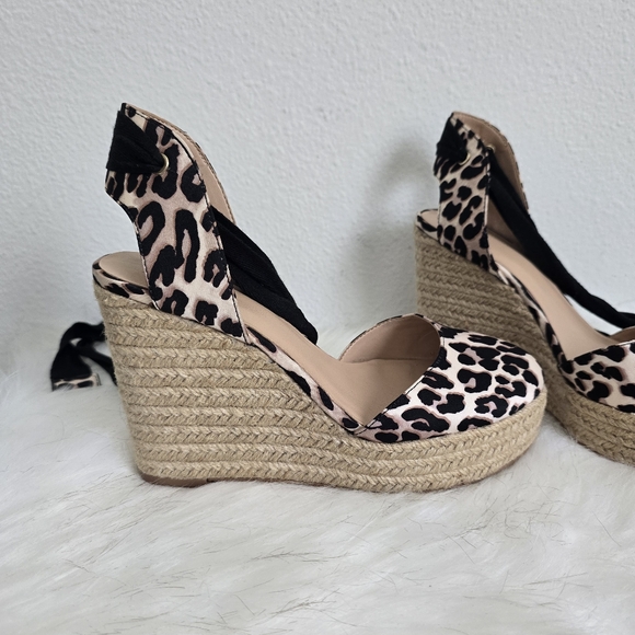 J Lo Jennifer Lopez Meenk Leopard Print Wedge Espadrille Wedge 7.5 - Picture 3 of 5